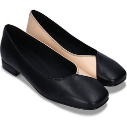 NAE Damen vegan Ballerinas Pam Veganes Öko-Leder Beige/Schwarz