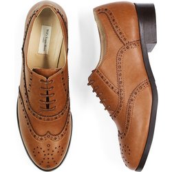 Will's Vegan Store Damen vegan Schuhe Damen Oxford Brogues Wide Fit Tan