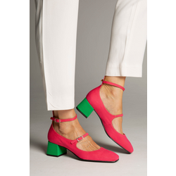 Momoc Damen vegan Pumps Midi Rosa Grün