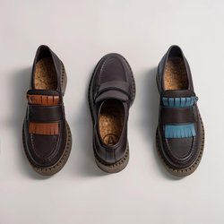 AGAZI Damen vegan 3 In 1 Loafers Diane Dunkle Sohle Schokoladenbraun