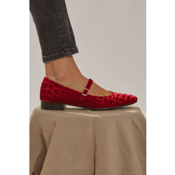 Momoc Damen vegan Ballerinas Coco Velvet Feuerrot