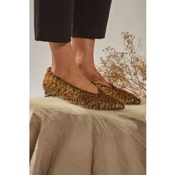 Momoc Damen vegan Ballerinas Metall Pelz