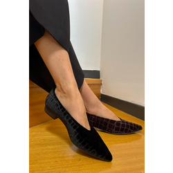 Momoc Damen vegan Ballerinas Graphit Samt Coco V.2. Schwarz