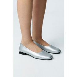 BOHEMA Damen vegan Ballerinas Classic Square Toe Silber