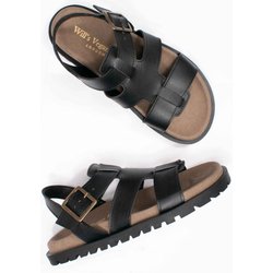 Will's Vegan Store Damen vegan Sandalen Gladiator Footbed Schwarz