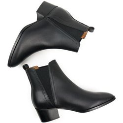 Will's Vegan Shop Spitz zulaufende Chelsea-Stiefel Schwarz Damen