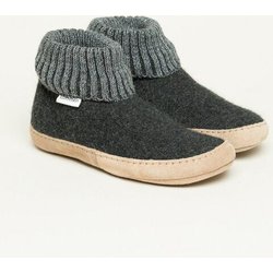 Gottstein Hüttenschuh Dakota - Hoher Filzhausschuh für Damen & Herren aus 100% Schurwolle mit extra bequemer Ledersohle & elastischem Strickbund