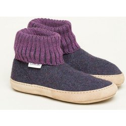 Gottstein Hüttenschuh Dakota - Hoher Filzhausschuh für Damen & Herren aus 100% Schurwolle mit extra bequemer Ledersohle & elastischem Strickbund