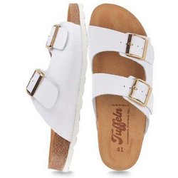 Tuffeln Leder-Pantoletten Norderney mit anatomischem Kork-Fußbett Zweischnaller-Sandalen