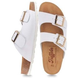 Tuffeln Leder-Pantoletten Norderney mit anatomischem Kork-Fußbett Zweischnaller-Sandalen