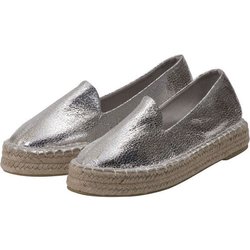 Japanwelt Espadrilles Damen Espadrilles Plateau Metallic Glitzer Sommerlatschen Plateausohle