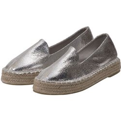 Japanwelt Espadrilles Damen Espadrilles Plateau Metallic Glitzer Sommerlatschen Plateausohle