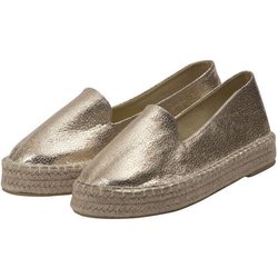 Japanwelt Espadrilles Damen Espadrilles Plateau Metallic Glitzer Sommerlatschen Plateausohle