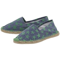 Japanwelt Espadrilles Espadrilles Canvas Unisex Sommerlatschen Leinen Sterne grün-blau