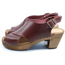 HÖST - schwedische Holz Clogs Sandale von me&myclogs - high mid heel - bordo