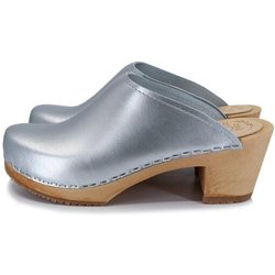 me&myClogs LIVI Holzclogs mit Absatz Silber