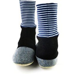 Süßstoff Hausschuhe aus Wolle mit Ledersohle, Hüttenschuhe