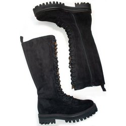 Will's Vegan Shop Hohe Schnürstiefel aus veganem Wildleder Damen