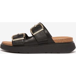 FitFlop Gen-FF Buckle Two-Bar Leather Slides Damen Sandalen schwarz - 36