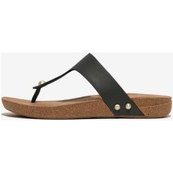 FitFlop IQushion Leather Toe-Post Damen Sandalen schwarz - 36