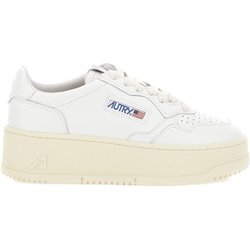 Autry Medalist Platform Woman – WeiBe Leder Turnschuhe mit hoher Gummisohle
