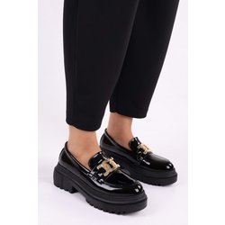 Shoeberry Loafer „nemy“ Aus Schwarzem Lackleder Mit Dicker Sohle Und Schnalle für Damen - 39