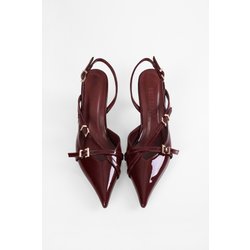 Shoeberry Lover Bordeauxrote Stilettos Aus Lackleder Mit Gürtelschnalle - 40