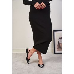 NİŞANTAŞI SHOES Lozano Black Kilim Stone Detail Ballerina-ballerina Mit Gummizug Hinten für Damen - 36