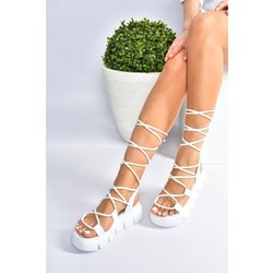 Fox Shoes Weiße Sandalen Mit Dickem Sohlen-knöchelriemen 09 für Damen - 39