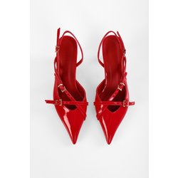 Shoeberry Lover Rot Lackleder Gürtelschnalle Spitz Stiletto - 36