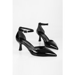 Shoeberry Milos Stiletto-schuhe Aus Schwarzem Lackleder Mit Gürtel - 40
