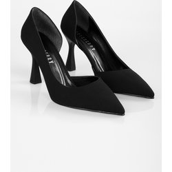 Shoeberry Lucas Schwarz Matt Satin Asymmetrische Schnitt Stöckelschuhe - 36