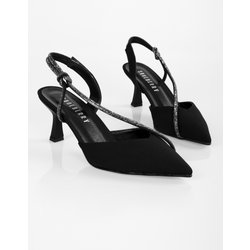 Shoeberry Hush Schwarz Matt Satin Stein Absatzschuhe Stiletto - 38