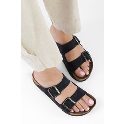 Shoeberry Schwarze Soan Hausschuhe Dicke Sohle Und Gürtel für Damen - 36