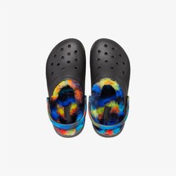 Crocs Klassische, Gefütterte Spray Dye Clog-hausschuhe Für Kinder In Schwarz - 24-25