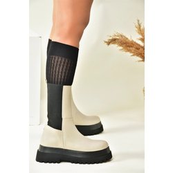 Fox Shoes Beige Stiefel Mit Dicken Sohlen für Damen - 38
