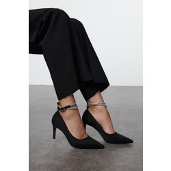 TRENDYOL SHOES Schwarze Abendschuhe Mit Schwarzem Knöchelsteinband Und Klassischem, Dünnem Absatz für Damen - 36