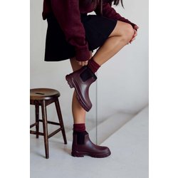 NİŞANTAŞI SHOES Lera Claret Red Matte Wasserdichte Stiefel Mit Warmem Innenfutter Und Flachem Boden für Damen - 40