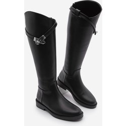 Marjin Schwarze Stiefel Mit Silberner Schnalle – Reißverschluss Hinten, Mosna für Damen - 38