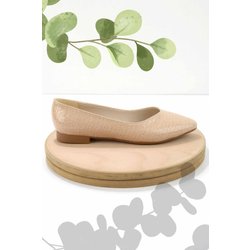 Bambi Glänzende Nackte Krokodil-ballerinas 01671056011 für Damen - 36