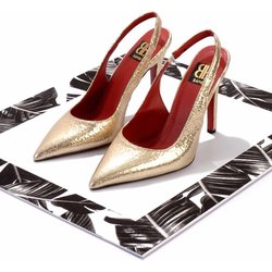 Bambi Klassische Schuhe Mit Absatz Aus Goldenem Crinkle-stoff K 01455018204 für Damen - 39