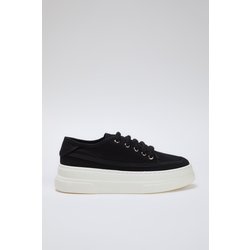 TRENDYOL SHOES Schwarze Canvas-schnürschuhe Mit Hoher Sohle Im Retro-stil für Damen - 38