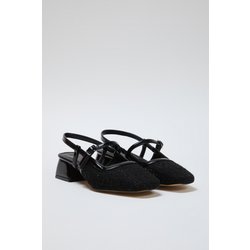 TRENDYOL SHOES Schwarze Tweed-mary-jane-schuhe Mit Eckigem Zehenbereich Und Blockabsatz für Damen - 40
