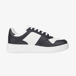 Tommy Hilfiger Schwarzer Leder-sneaker – Bequeme Flache Unterseite, Atmungsaktive Oberfläche -0gs für Damen - 38