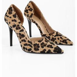 Shoeberry Massiver Pelziger Stiletto-absatz Mit Leopardenmuster - 38