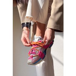 NİŞANTAŞI SHOES Oslo Beige Blau Fuchsia Matte Spitze Detaillierte Sportschuhe Mit Dicker Sohle für Damen - 40