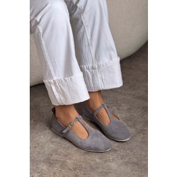 NİŞANTAŞI SHOES Ballerinas „palmer Stone“ Aus Echtem Wildleder, Innen Und Außen, Mit Schnalle Und Detaillierter Flacher Sohle für Damen - 36