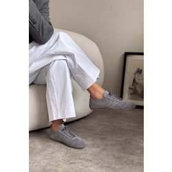 NİŞANTAŞI SHOES Saint Grey Sportschuhe Zum Schnüren Aus Echtem Wildleder Mit Flacher Sohle für Damen - 36