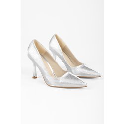 Shoeberry Jamin Silver Honeycomb Detaillierter, Glänzender Stiletto - 38