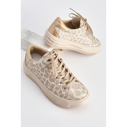 Marjin Sneakers Dicke Sohle Schnürschuhe Sportschuhe Tales Beige Leopard für Damen - 36